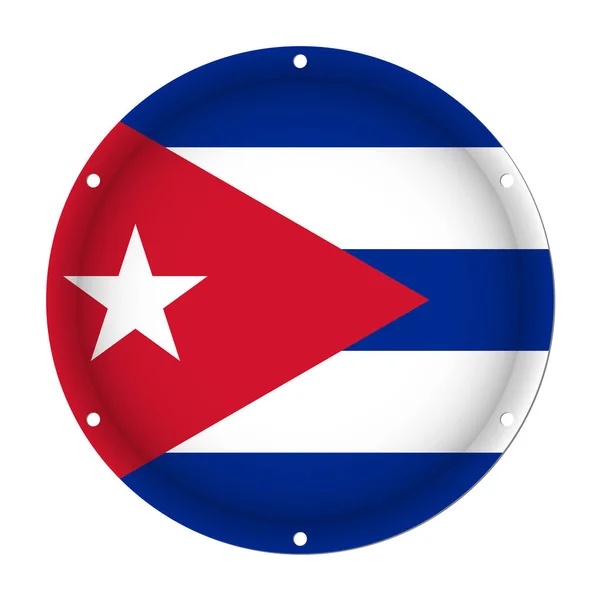 Drapeau métallique rond de Cuba avec trous de vis — Image vectorielle