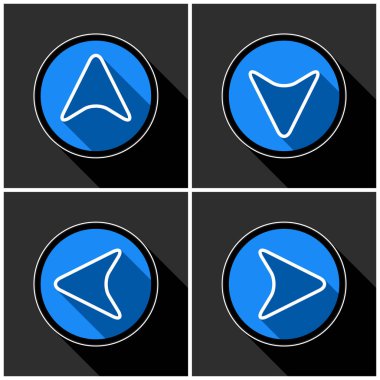 siyah gölgeler ile dört beyaz, mavi ok