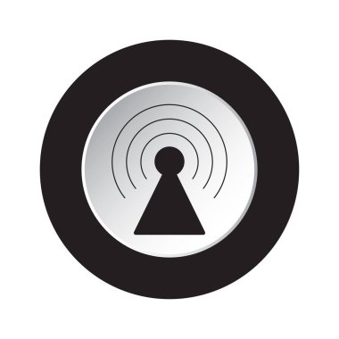 yuvarlak siyah, beyaz düğmesi - verici Kulesi simgesi