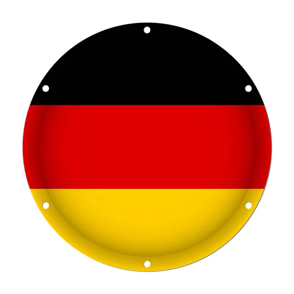 ネジ穴とドイツのラウンド メタリックフラッグ麦わら海賊旗 — ストックベクタ