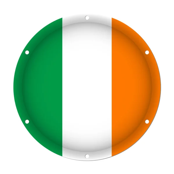 Bandera metálica redonda de Irlanda con orificios de tornillo — Vector de stock