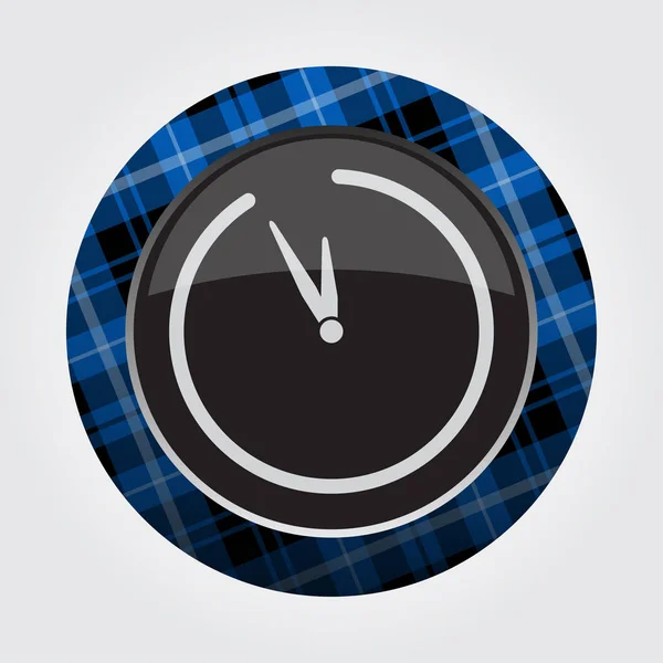Botón, azul, tartán negro - reloj de última hora — Vector de stock