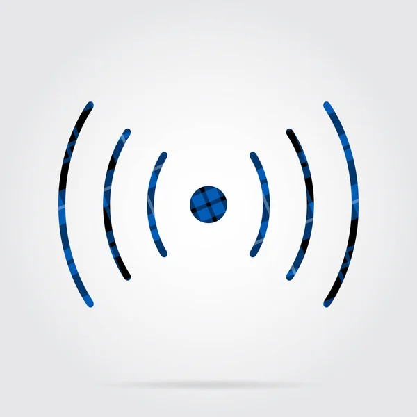 Blue, black tartan icon - sound, vibration symbol - Stok Vektor