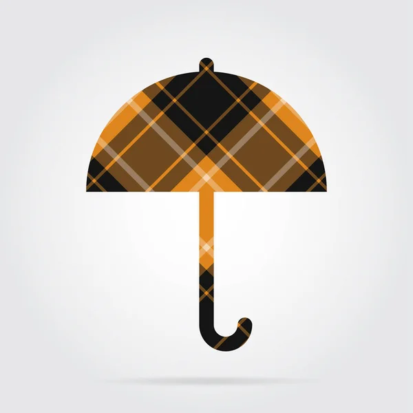 Icône isolée orange, tartan noir - parapluie — Image vectorielle