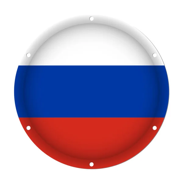 Bandeira metálica redonda da Rússia com furos de parafuso —  Vetores de Stock