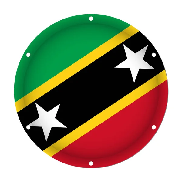 Drapeau métallique rond - Saint-Kitts-et-Nevis — Image vectorielle