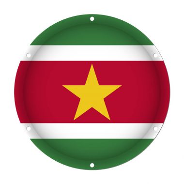 Surinam yuvarlak metalik bayrak vida delikleri