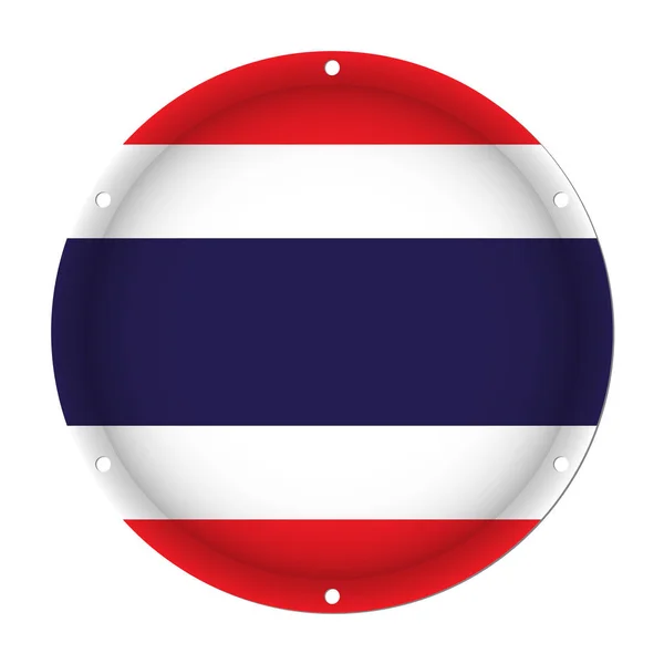 Kulaté kovové vlajka Thajska s otvory pro šrouby — Stockový vektor