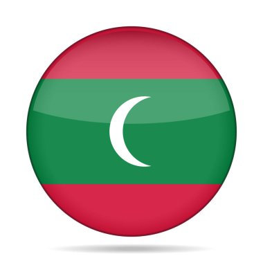 Maldivler bayrağı. Parlak yuvarlak düğmesi.