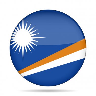 Marshall Adaları bayrağı. Parlak yuvarlak düğmesi.