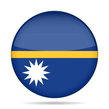 Nauru Cumhuriyeti bayrağı. Parlak yuvarlak düğmesi.