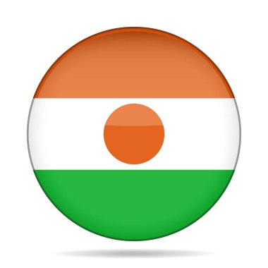 Nijer Cumhuriyeti bayrağı. Parlak yuvarlak düğmesi.