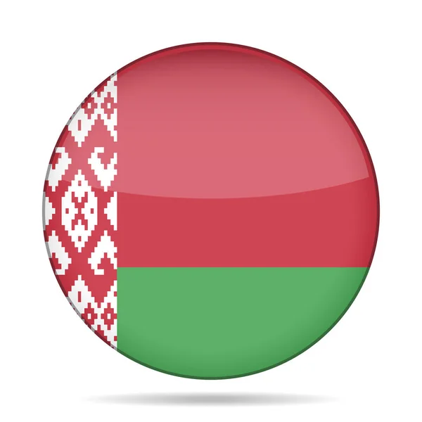 Vlajka Běloruska. Lesklé kulaté tlačítko. — Stockový vektor