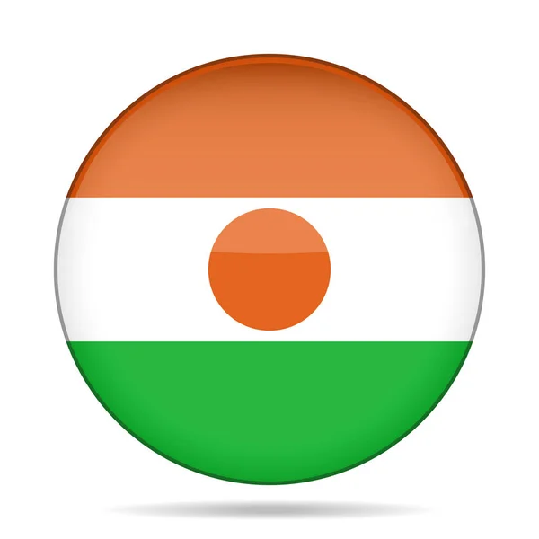 Flag of Niger. Shiny round button. Royalty Free Stock Illustrations
