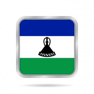 Lesotho, parlak metalik gri kare düğme bayrağı