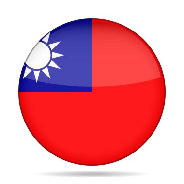 Tayvan bayrağı. Parlak yuvarlak düğmesi.