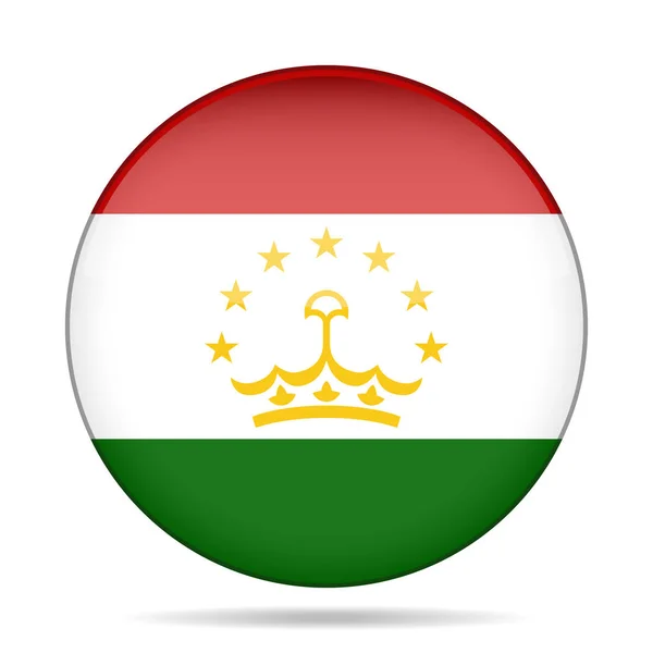 Прапор Таджикистану. Блискучі кругла кнопка. — стоковий вектор