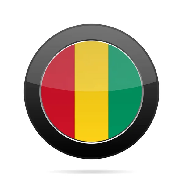 Guinea zászlaja. Fényes fekete kerek gomb. — Stock Vector