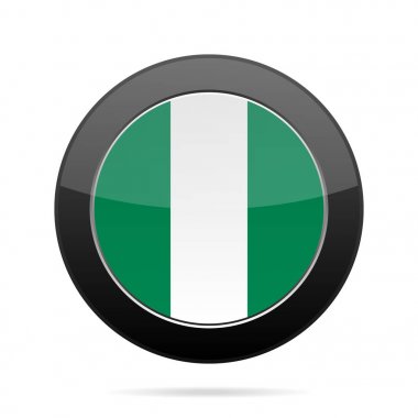Nijerya bayrağı. Parlak siyah yuvarlak düğmesi.