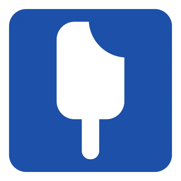 Μπλε, λευκό σημάδι - εικονίδιο παγωτό ραβδί — Διανυσματικό Αρχείο