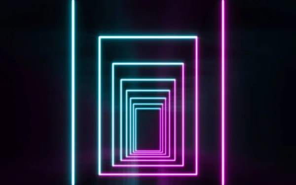 Futuristische Sci Blauwe Paarse Neon Buis Lichten Gloeien Destructie — Stockfoto