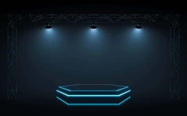 Neon Stage Spotlight Background Rendering — Stockfoto