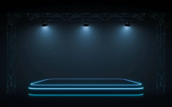 Neon Stage Spotlight Background Rendering — Stockfoto