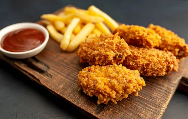 homemade fried chicken and french fries