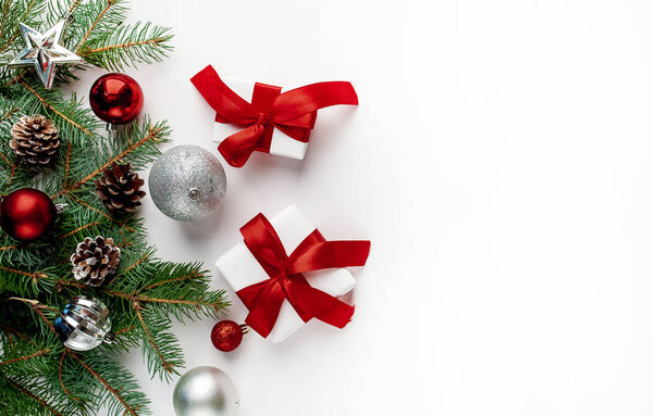 Festive background with winter decorations