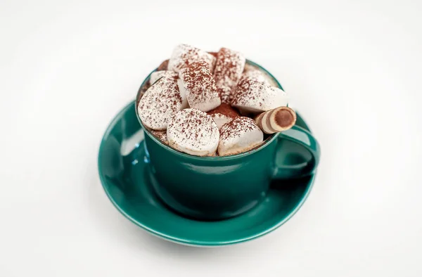 Warme Cacao Drank Met Marshmallows Gedraaide Koekjes — Stockfoto