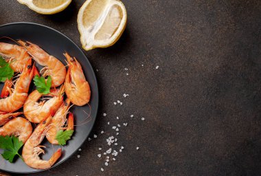 Lezzetli taze karides, deniz ürünleri..