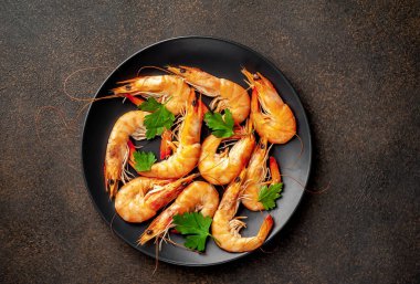 Lezzetli taze karides, deniz ürünleri..