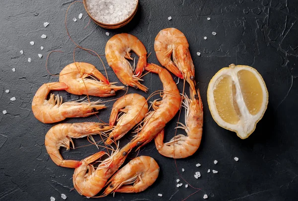 Tasty fresh cooked shrimps, seafood.