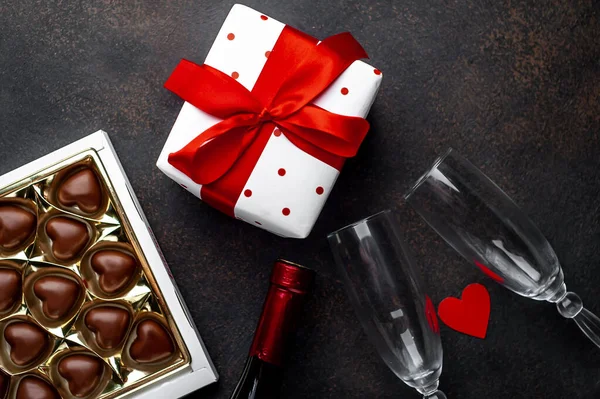 Chocolade Snoepjes Alcohol Voor Valentijnsdag — Stockfoto