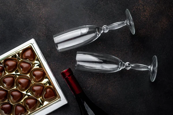 Chocolade Snoepjes Met Alcohol Voor Valentijnsdag — Stockfoto