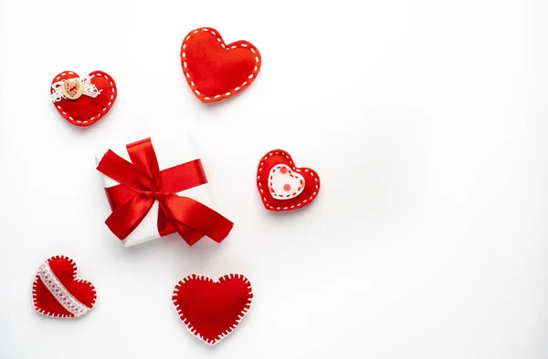 День Святого Валентина Различные Сердца Подарочная Коробка Белом Фоне — стоковое фото