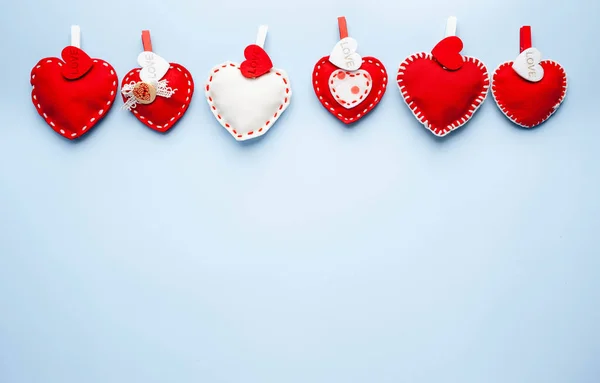 Valentine Day Background Various Hearts Blue Background Valentine Day Concept — Stock Photo, Image