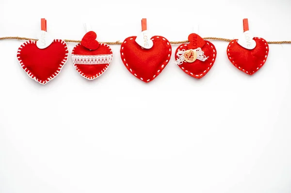 Valentine Day Background Various Hearts White Background Valentine Day Concept — Stock Photo, Image