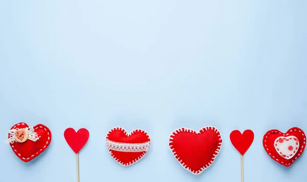 Valentine Day Background Various Hearts Blue Background Valentine Day Concept — Stock Photo, Image