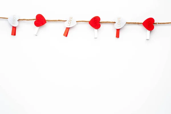 Valentine Day Background Various Hearts White Background Valentine Day Concept — Stock Photo, Image