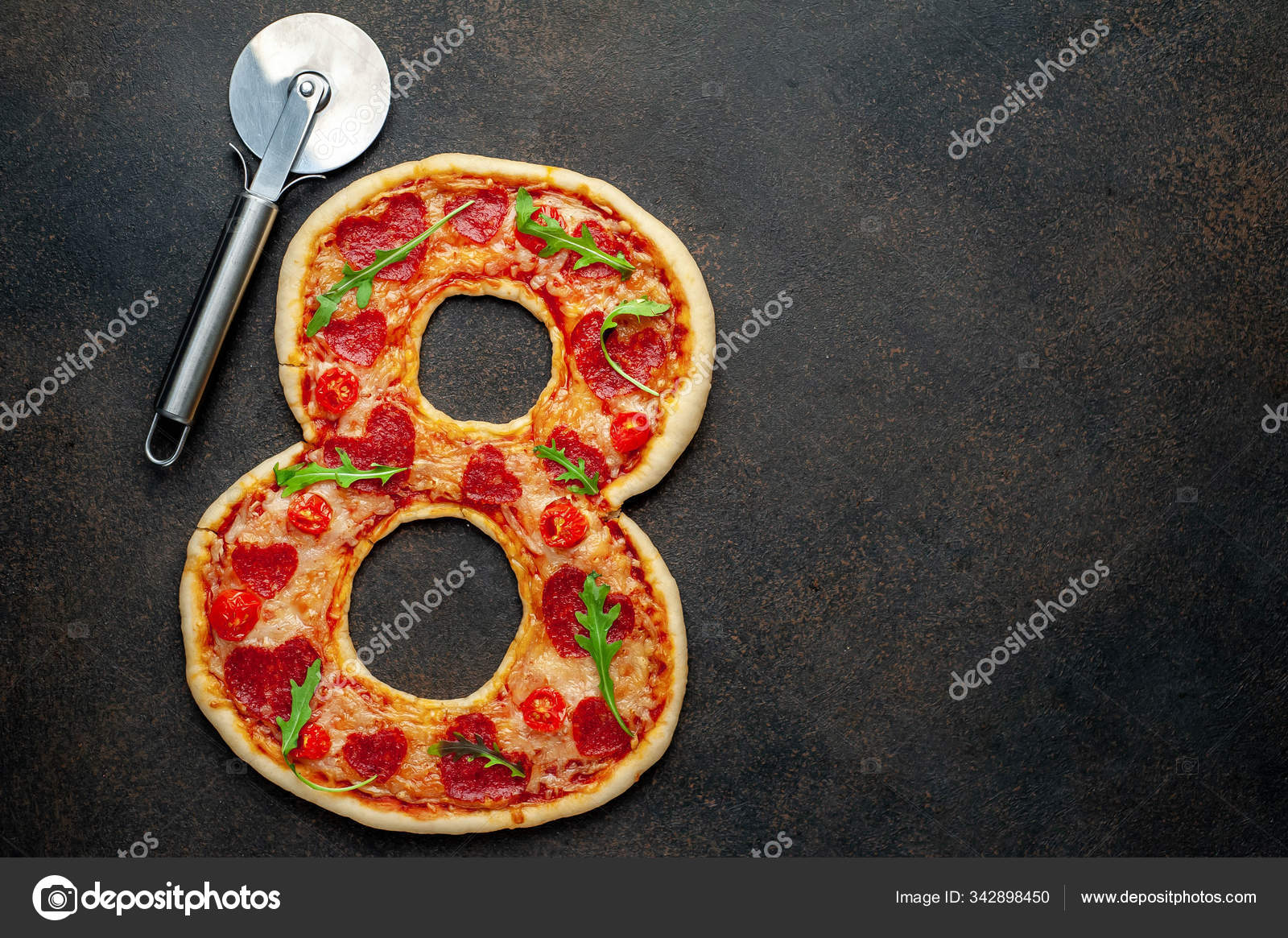 Pizza Form International Women Day Eighth March Stone Background Copy Stock Photo C Aleksandrtalancev51 Gmail Com
