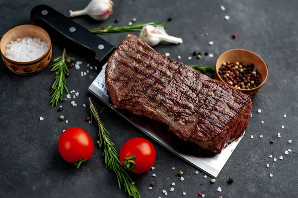 Grilled Beef Steak Stone Background — Stock Photo, Image