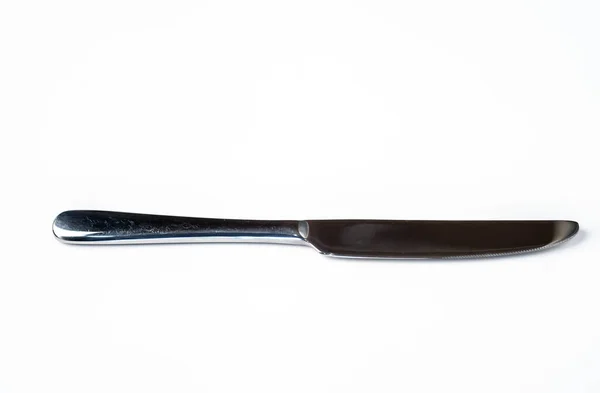 Jeden Metalowy Nóż Izolowany Białym Tle — Zdjęcie stockowe