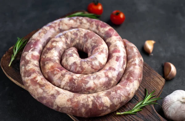 Preparation Raw Sausage Homemade Meat — Stock Photo, Image