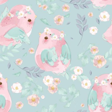 Suluboya boya stili Resimde ve okşamada güzel bir kuş