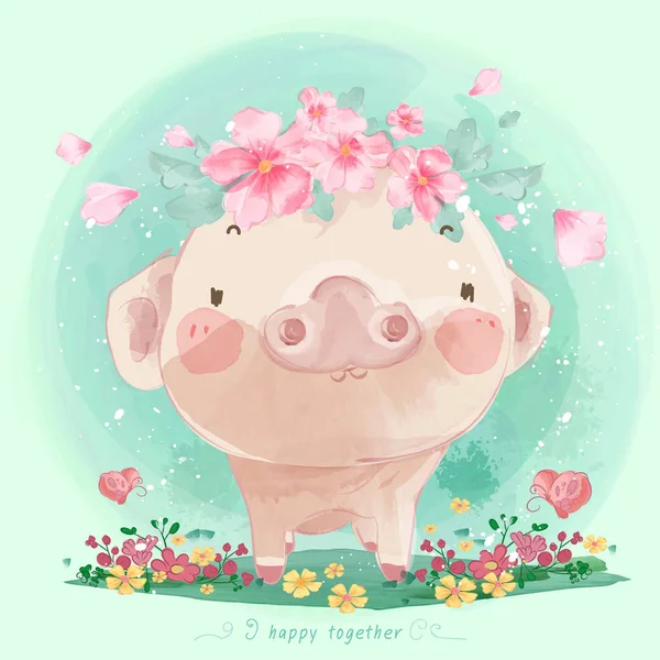Cute pig Premium vector — Stockový vektor