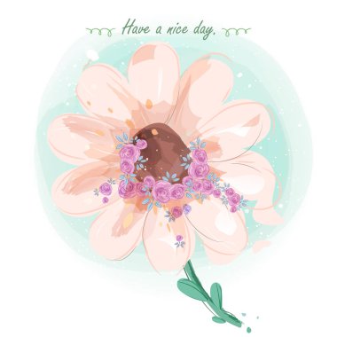 Suluboya stilinde güzel çiçek kartı.