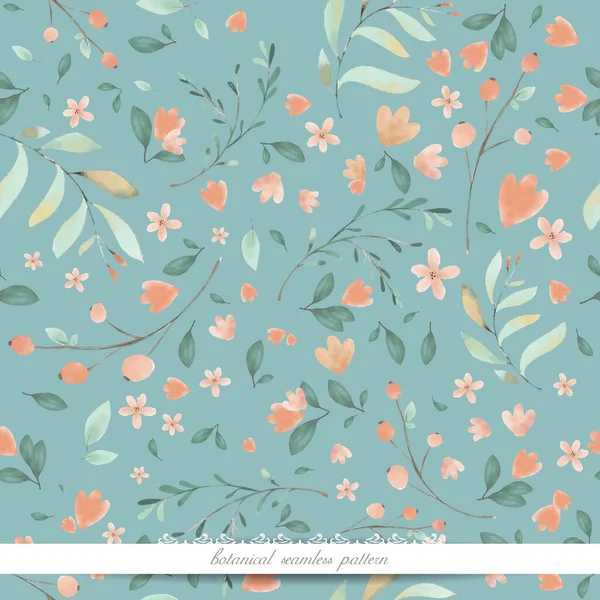 Art Flower Watercolor Style Wallpaper Image Botanical Seamless Pattern — Stock Vector