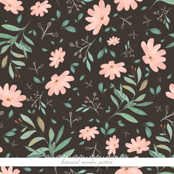 Art Flower Watercolor Style Wallpaper Image Botanical Seamless Pattern — Stock Vector