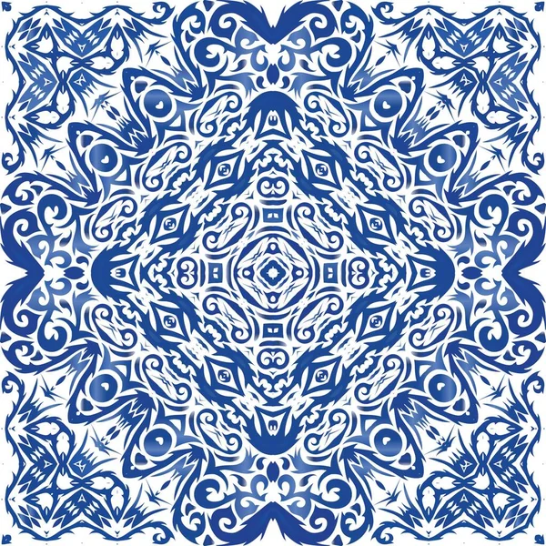 Carrelage céramique ethnique en azulejo portugais . — Image vectorielle